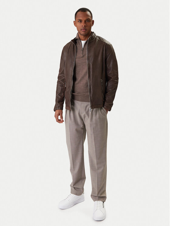 Milestone Milestone Ādas jaka Oliverio 611099 60770 Brūns Regular Fit