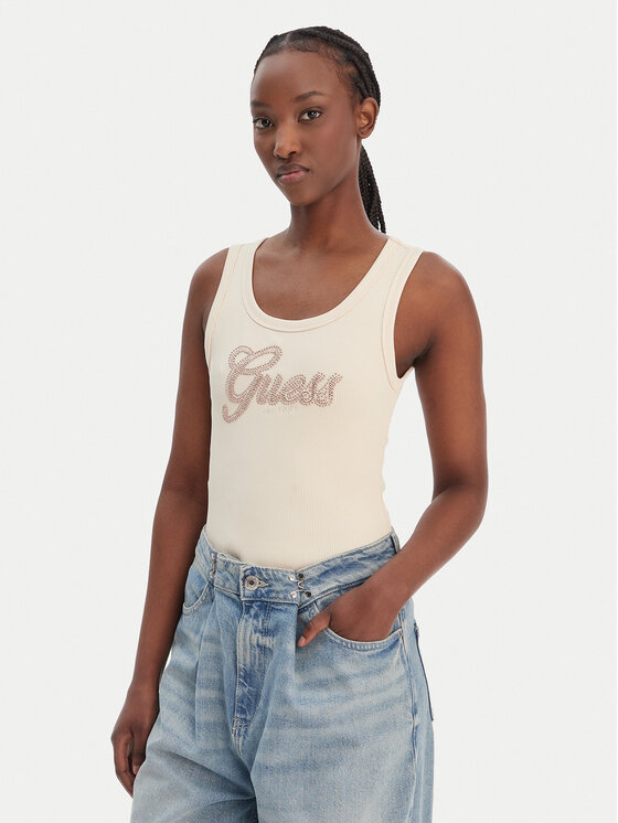 Guess Guess Top W6GP22 K2954 Bej Regular Fit