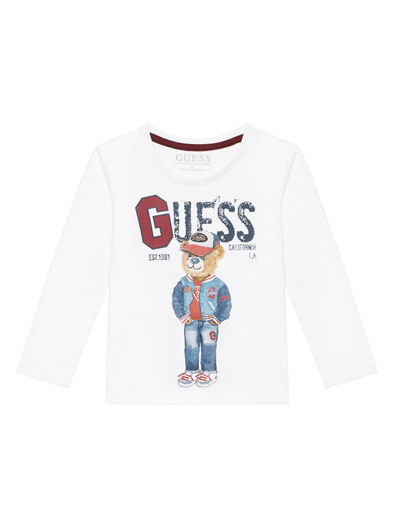 Guess Guess Bluză N5YI23 K8HM4 Alb Regular Fit