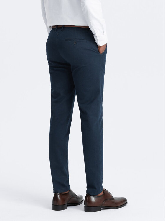 Ombre Ombre Chinosy OM-PACP-0188 Granatowy Regular Fit