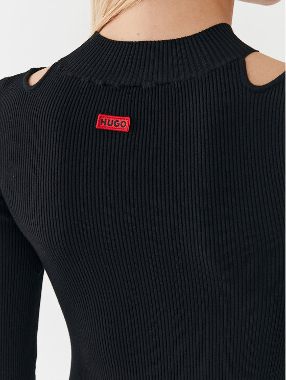 HUGO Hugo Sukienka dzianinowa 50493747 Czarny Slim Fit