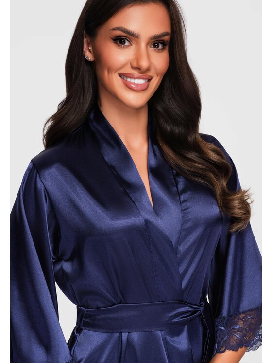 Ombre Ombre Szlafrok LW-NWRB-0105 Granatowy Regular Fit
