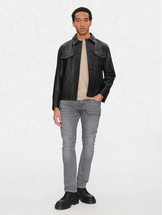 BOSS BOSS Шкіряна куртка Jocruz 50530256 Чорний Regular Fit