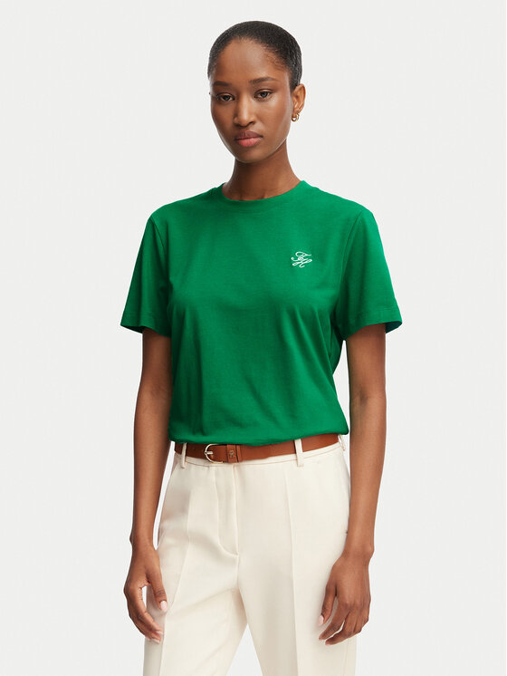 Tommy Hilfiger Tricou Logo Embroidery WW0WW48699 Verde Regular Fit