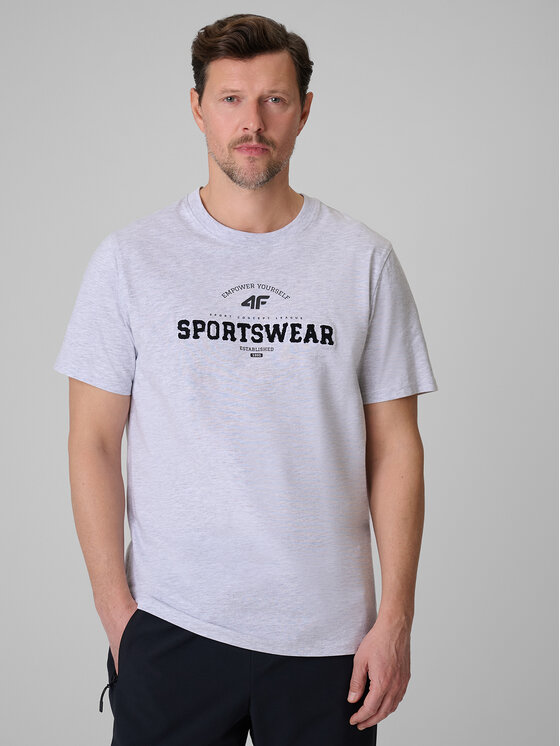 4F 4F T-Shirt SPORTS CLUB Szary jasny Regular Fit
