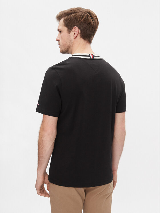 Tommy Hilfiger Tommy Hilfiger T-Shirt Laurel Tipped Tee MW0MW33681 Czarny Regular Fit