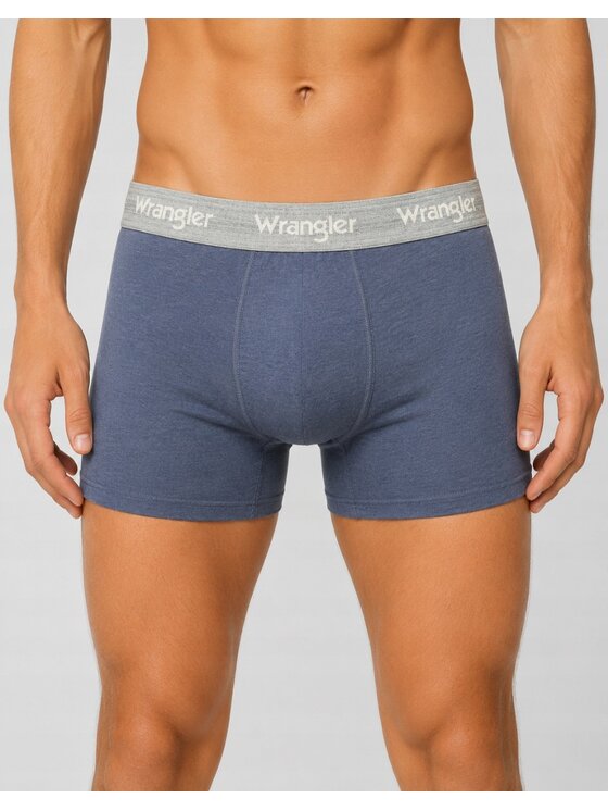 Wrangler Wrangler Bokserki Wren 3 Pack Cotton Elastane Button Fly Trunks Niebieski