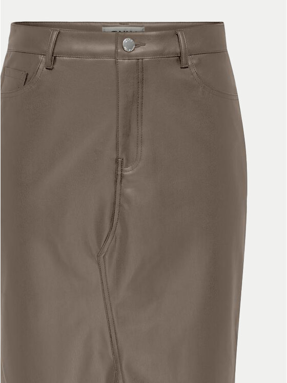 ONLY ONLY Φούστα από απομίμηση δέρματος Kiri 15324778 Καφέ Regular Fit