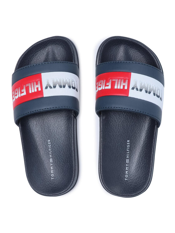 Tommy Hilfiger Tommy Hilfiger Klapki Flag Print Pool Slide T3B0-31122-1174 M Granatowy