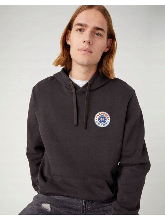 Wrangler Wrangler Bluza Logo Hoodie Czarny Hoodie Fit