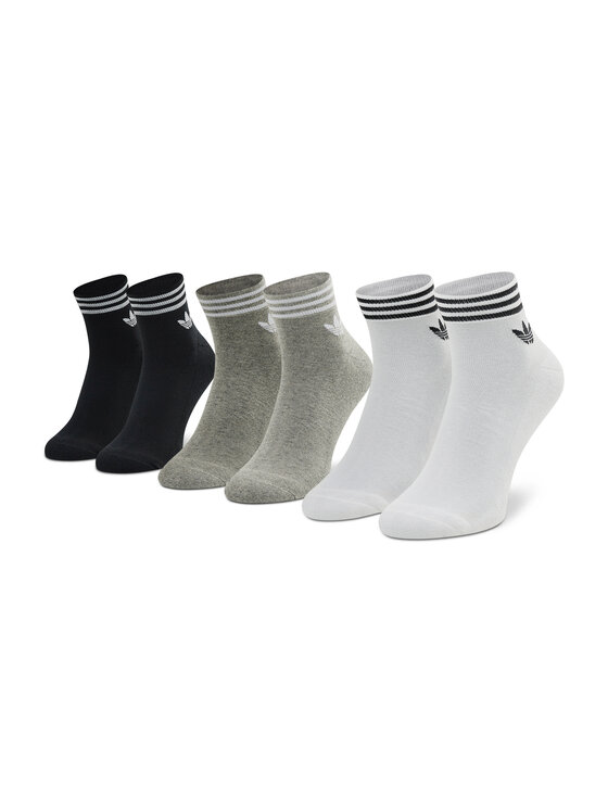 adidas Комплект 3 чифта къси чорапи унисекс Trefoil Ankle HC9550 Сив