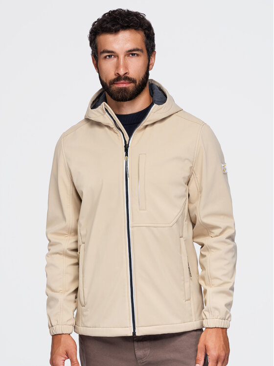 Ombre Ombre Kurtka przejściowa OM-JANP-0292 Beżowy Regular Fit