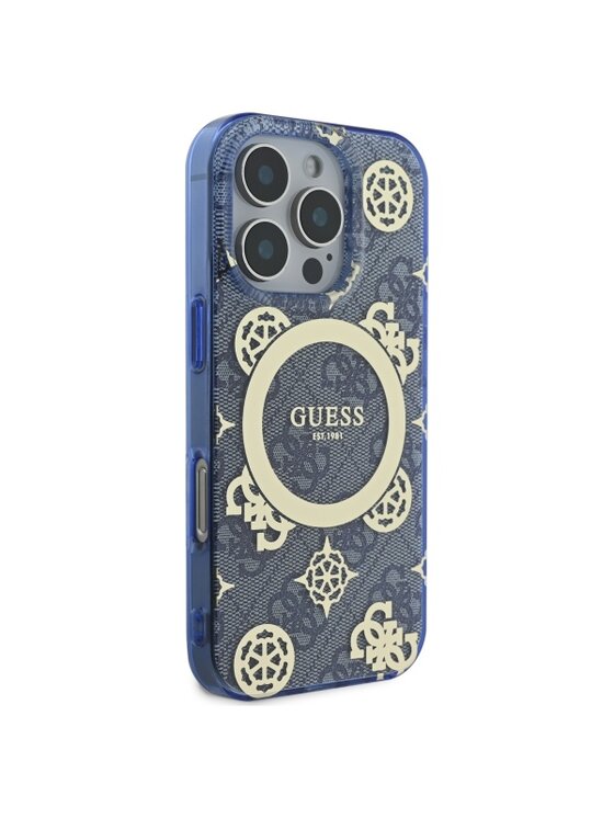 Guess Guess Etui na telefon IML Peony On 4G Background Niebieski