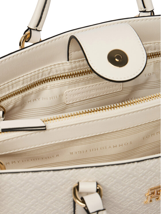 Tommy Hilfiger Tommy Hilfiger Handtasche Th Daily Satchel Mono AW0AW18418 Écru