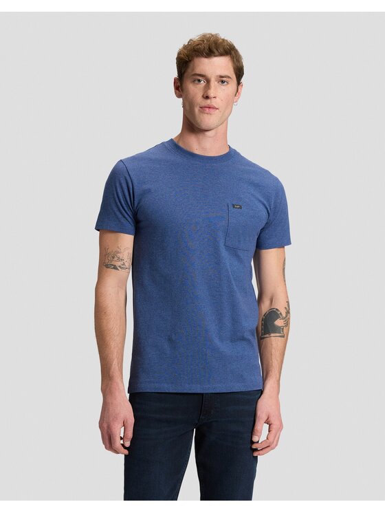Lee Lee T-Shirt ULTIMATE POCKET TEE Niebieski Slim Fit