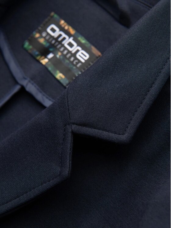 Ombre Ombre Marynarka OM-BLZB-0101 Granatowy Slim Fit