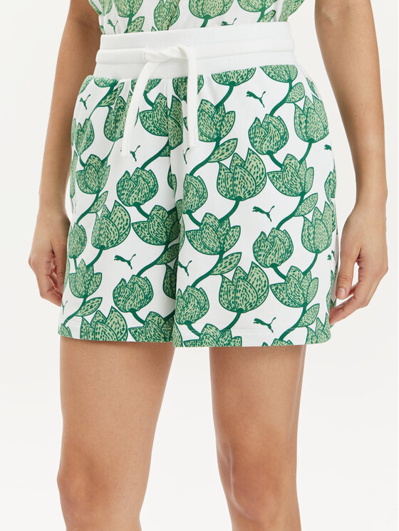 Puma Puma Sportiniai šortai Ess+ Blossom 679352 Žalia Relaxed Fit