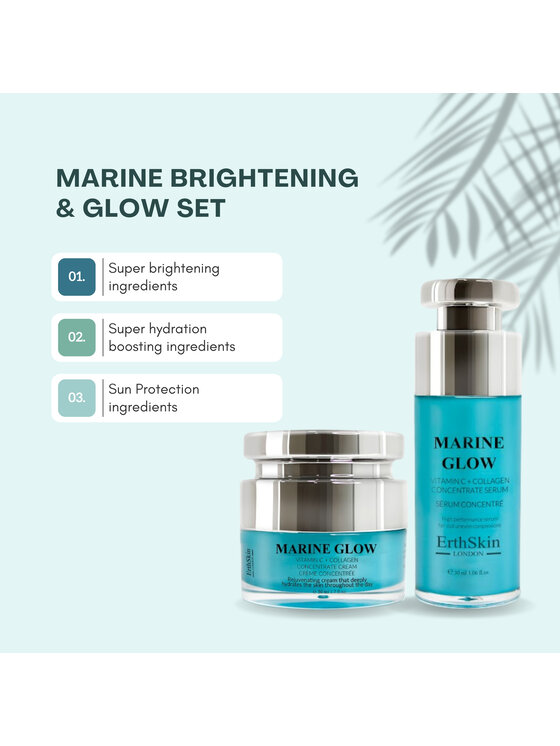 Erthskin London Erthskin London Marine Glow Witamina C + Serum z koncentratem kolagenowym + Krem z koncentratem morskim Zestaw do pielęgnacji
