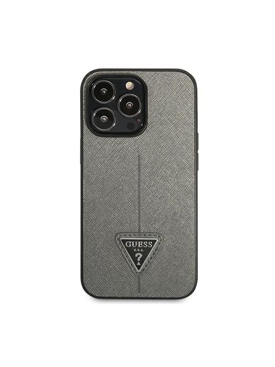 Guess Guess Etui na telefon Saffiano Triangle Logo Case Srebrny