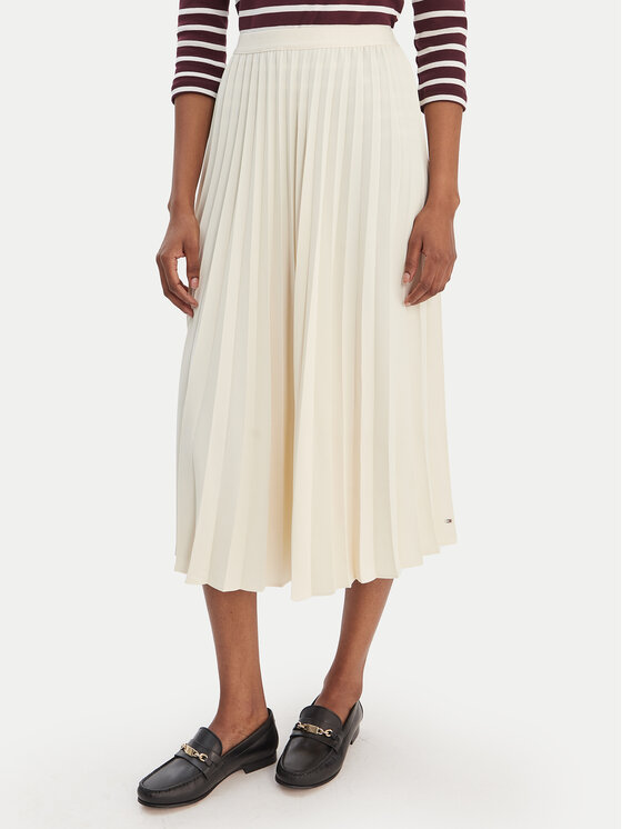Tommy Hilfiger Tommy Hilfiger Πλισέ φούστα WW0WW48538 Εκρού Regular Fit