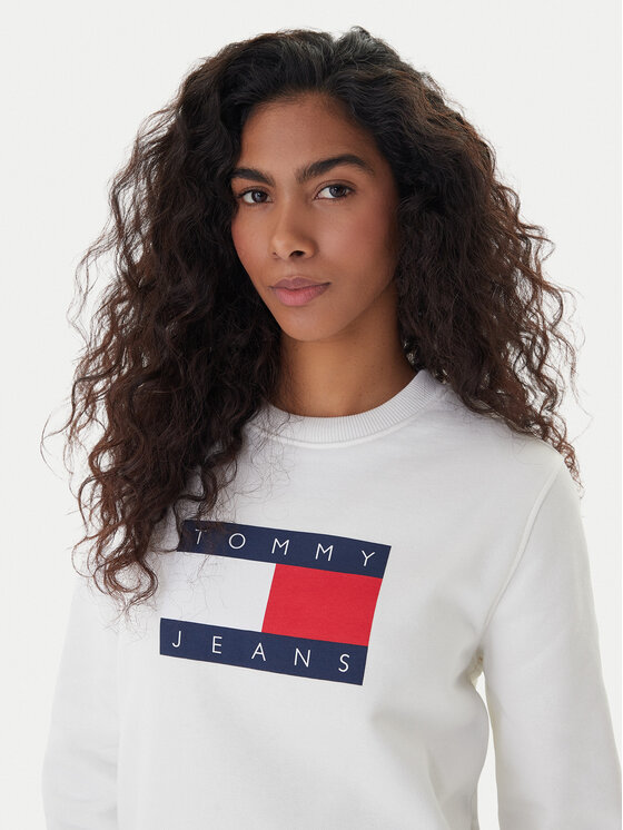 Tommy Jeans Tommy Jeans Bluza Flag DW0DW22564 Écru Regular Fit