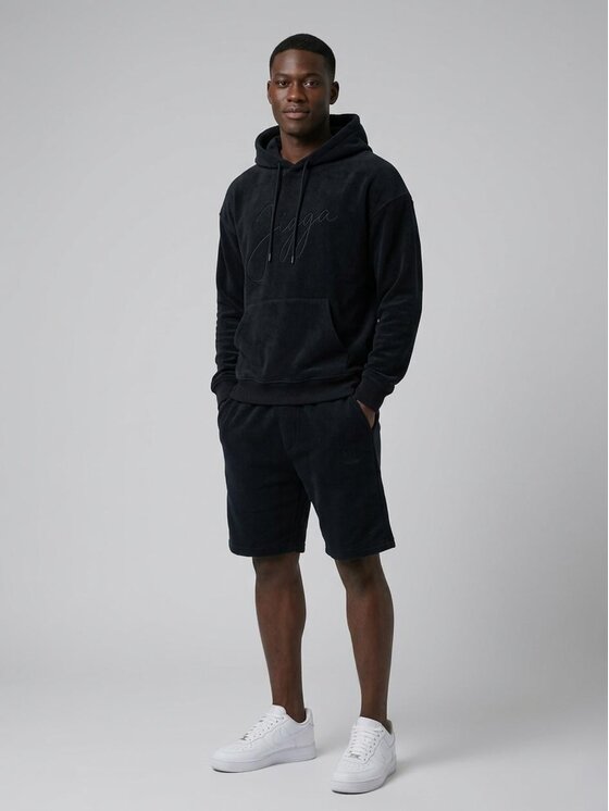 Jigga Wear Jigga Wear Szorty materiałowe Klasyczne dresowe 131100 Czarny Regular Fit
