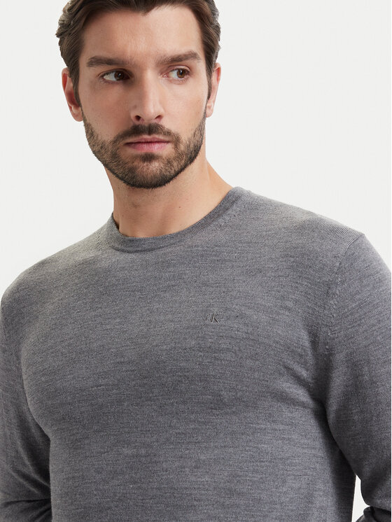 Calvin Klein Calvin Klein Sweter LV04LB305G Szary Regular Fit