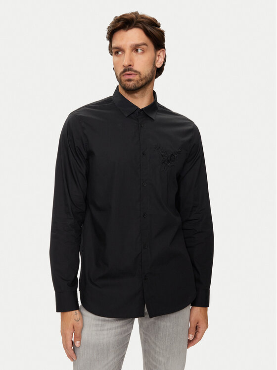 Armani Exchange Košeľa 6DZC10 ZNXLZ 1200 Čierna Slim Fit