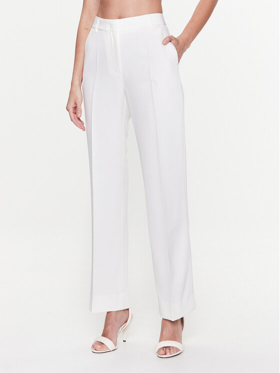 Bruuns Bazaar Hlače iz tkanine Magica BBW3292 Bela Straight Fit