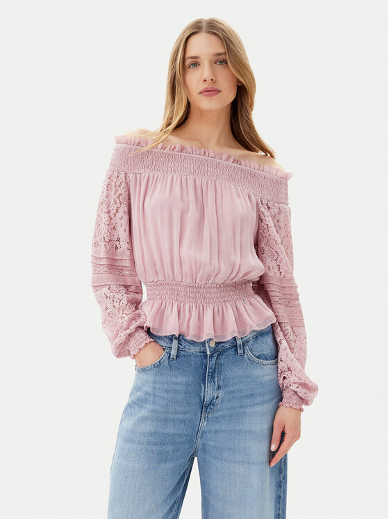 Guess Guess Bluză W5GH0S WE550 Roz Regular Fit