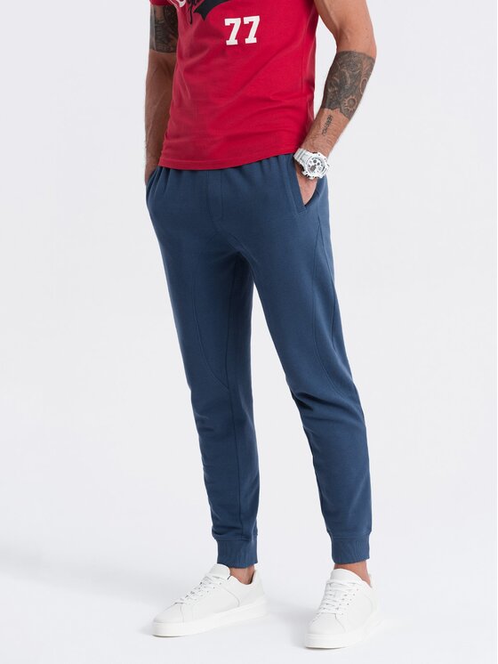 Ombre Ombre Joggery OM-PABS-0173 Granatowy Regular Fit