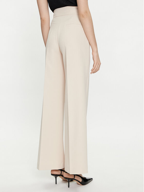 Maryley Maryley Auduma bikses 24EB680/43GE Bēšs Wide Leg