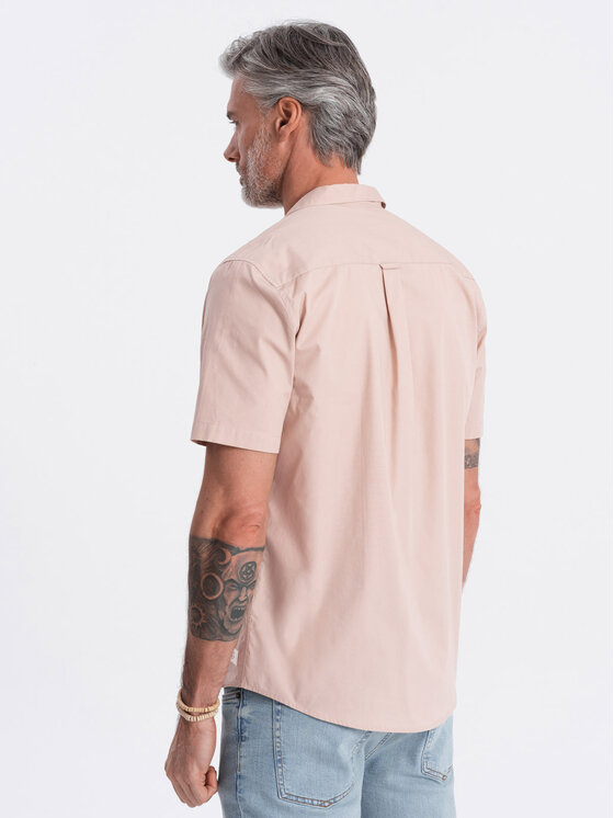 Ombre Ombre Košile OM-SHSS-0168 Béžová Regular Fit