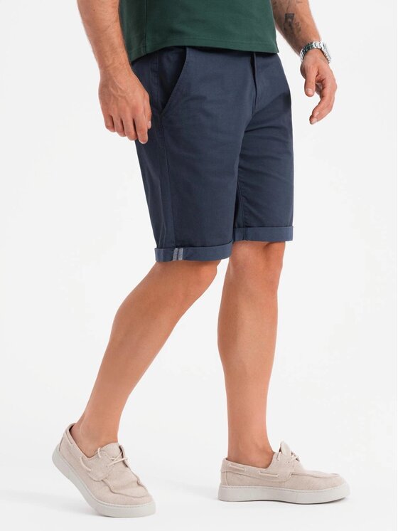 Ombre Ombre Szorty materiałowe OM-SRCS-0197 Granatowy Regular Fit