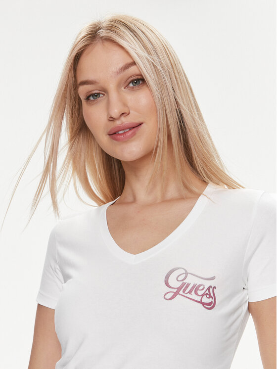 Guess Guess T-krekls W4RI55 J1314 Balts Slim Fit