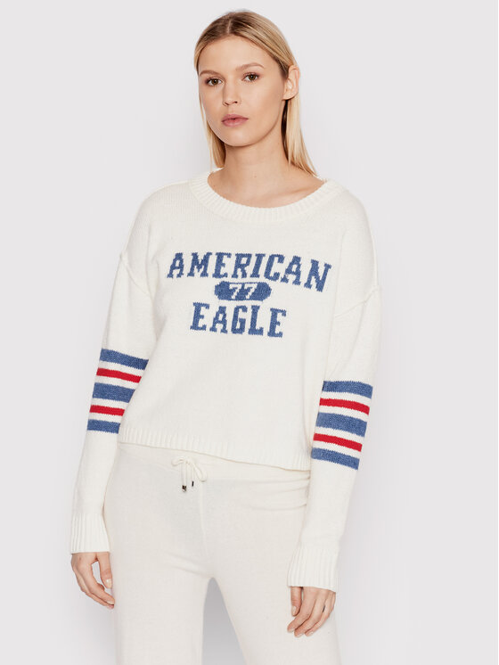 American Eagle Pulover 034-0348-9575 Alb Regular Fit