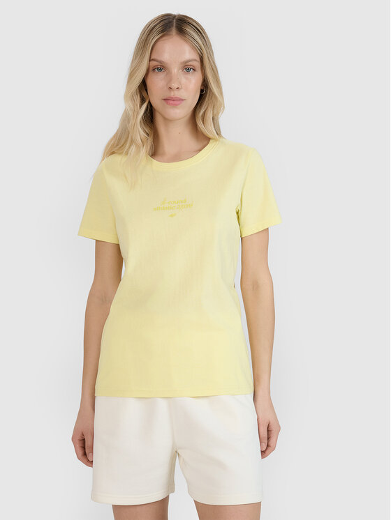 4F 4F T-Shirt MIDSHOP TEXTILE Żółty jasny Regular Fit