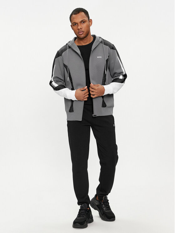 BOSS Boss Majica dugih rukava Saggon 50504895 Siva Relaxed Fit