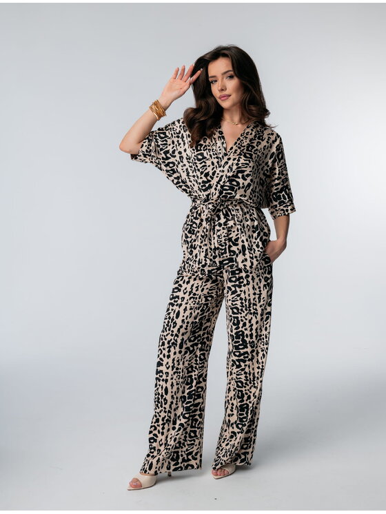 Aurora Aurora Garnitur Kimono animal print Czarny Custom Fit