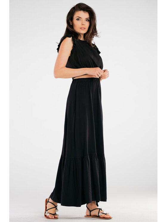Awama Awama Bluzka A429 Czarny Basic Fit