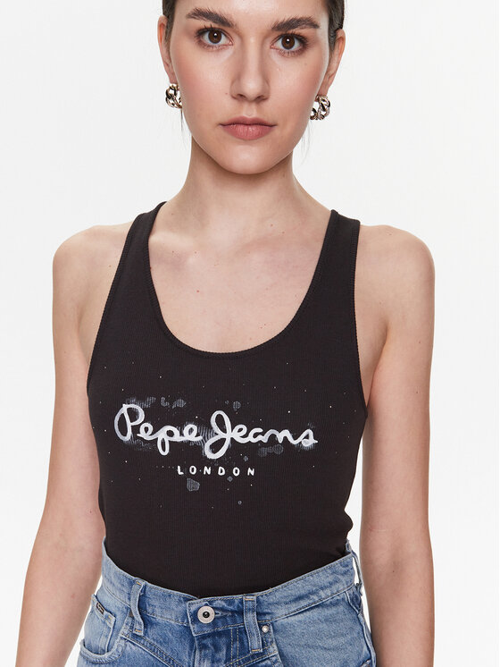 Pepe Jeans Pepe Jeans Marškinėliai Ozella PL505474 Juoda Regular Fit