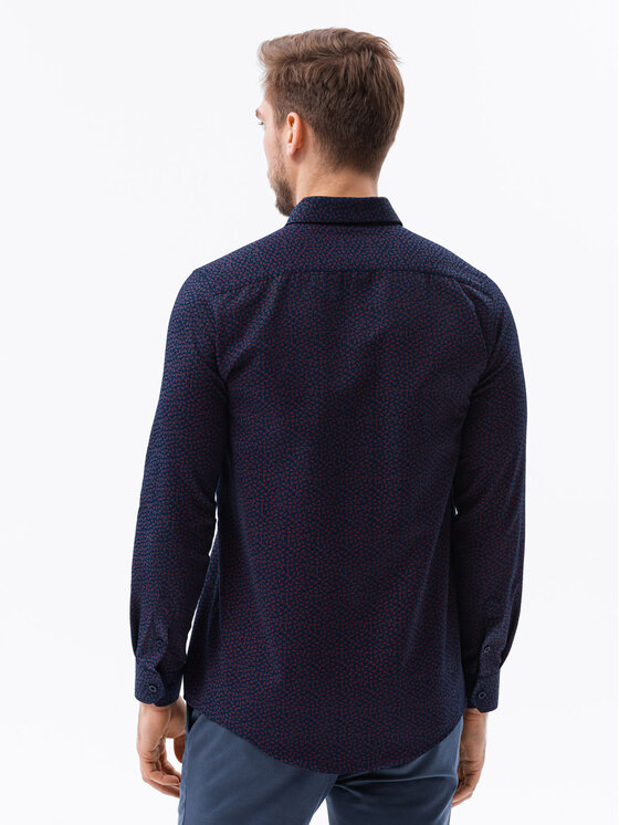 Ombre Ombre Koszula K617 Granatowy Regular Fit