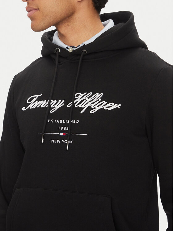 Tommy Hilfiger Tommy Hilfiger Felpa Script Logo MW0MW33631 Nero Regular Fit