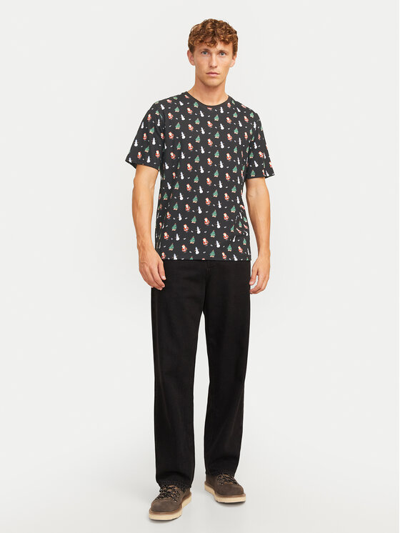 Jack&Jones Jack&Jones T-shirt Xmas Merry 12265399 Crna Standard Fit
