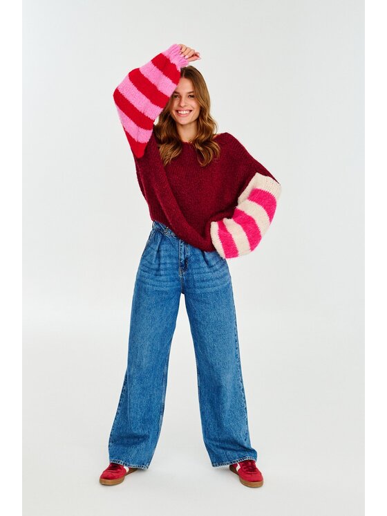 NAOKO NAOKO Sweter Burgundy Beat Bordowy Regular Fit
