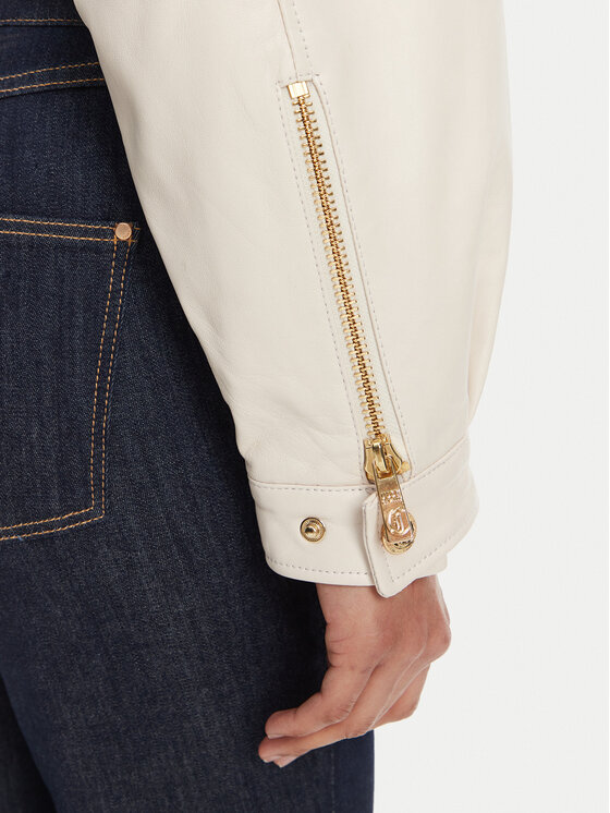Just Cavalli Just Cavalli Giacca di pelle 78PAVP05 Bianco Loose Fit