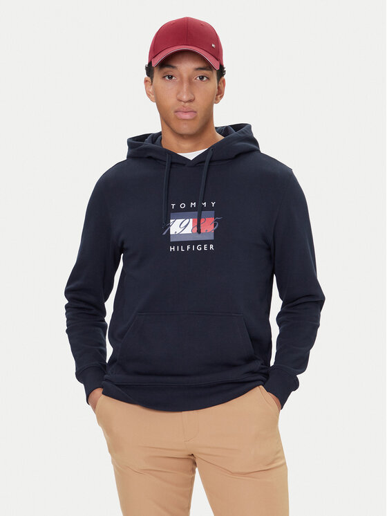 Tommy Hilfiger Tommy Hilfiger Bluză Linear Flag MW0MW41332 Bleumarin Regular Fit
