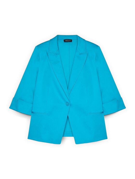 Fiorella Rubino Fiorella Rubino Giacca di transizione Q035T000284N014 Turchese Slim Fit