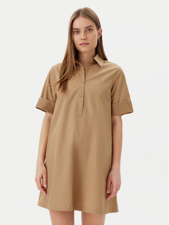 LOLA CASADEMUNT Košeľové šaty LS2516065 Béžová Regular Fit
