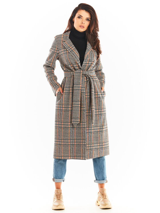 Awama Awama Płaszcz A368 Granatowy Basic Fit